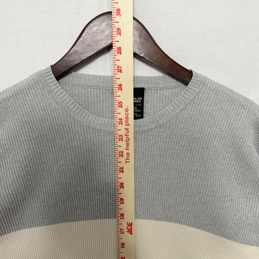 Vintage‎ Japan Polo Jeans Co Ralph Lauren Sweater Mens L Grey Ribbed Knit Stripe